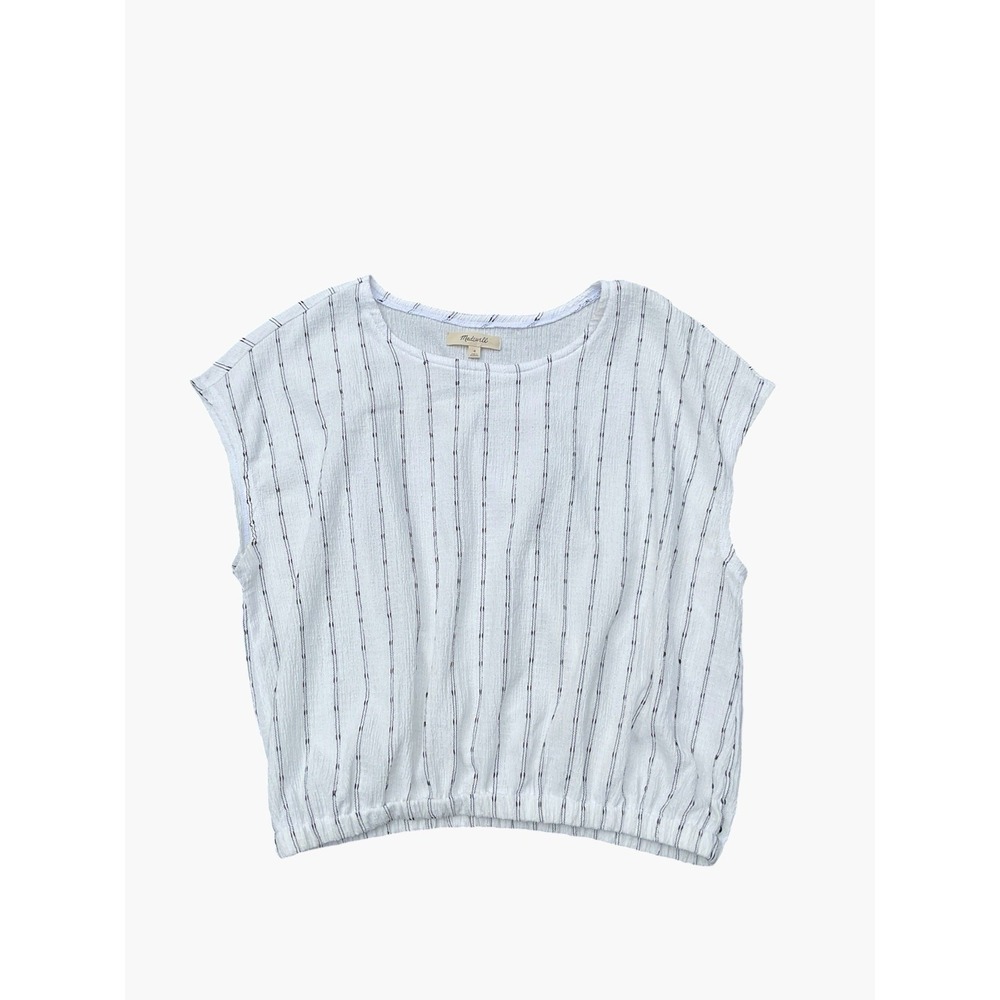 Madewell Per Se Top in Dot Top Cap Sleeves White Size Small